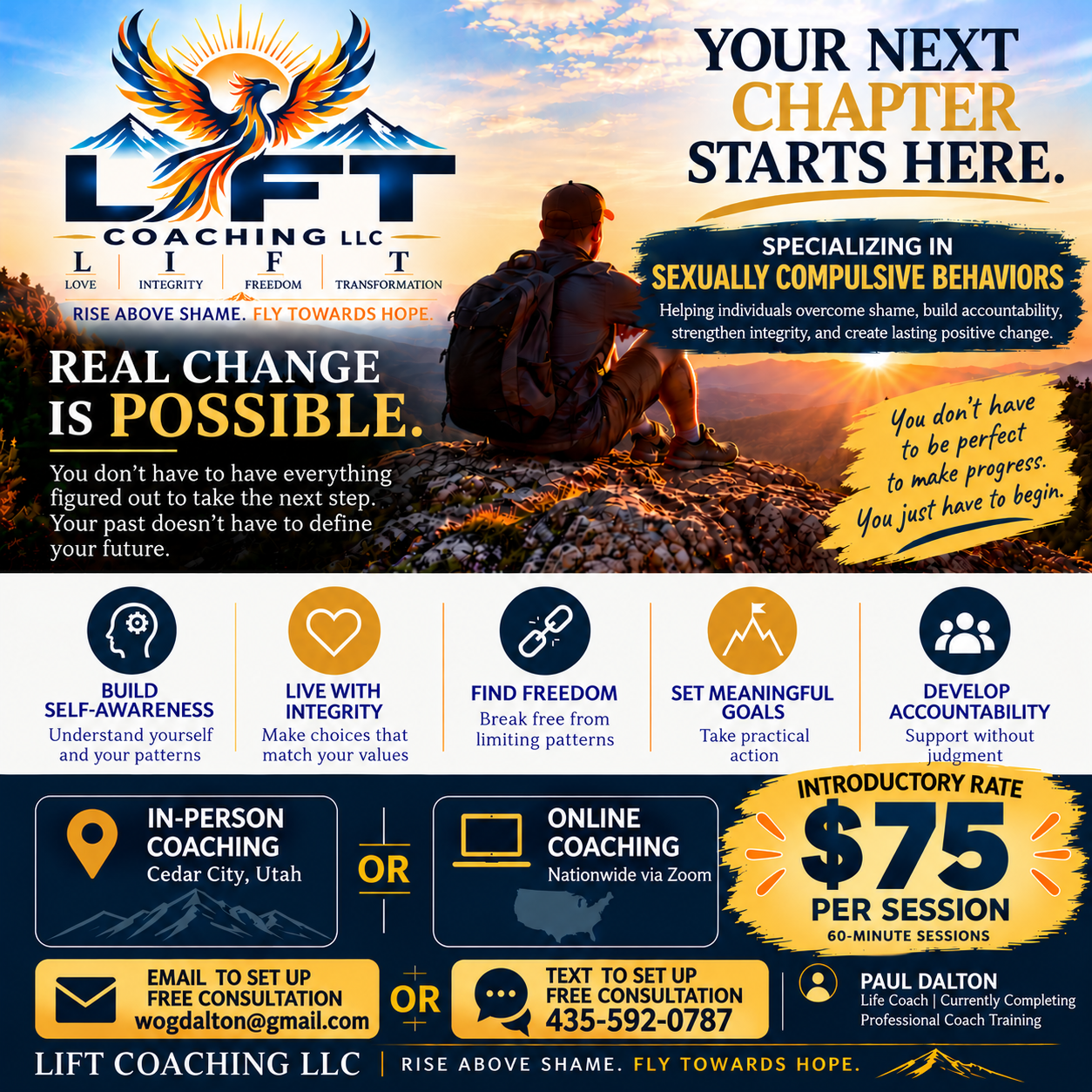 Private life coaching for adults nationwide via Zoom. Specializing in sexually compulsive behaviors. Free introductory consultation available.